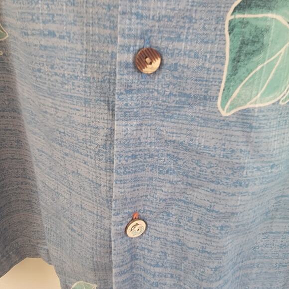 Tommy Bahama Blue Silk Turkish Sea‎ Bloom Adrift Floral Button Front Shirt Large - Picture 13 of 16